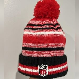 Red and Black NFL Beanie with Pom Pom